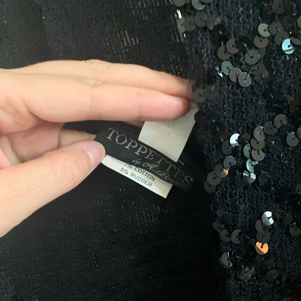 Toppettes by A. Brod Black Sequin Sweater Top